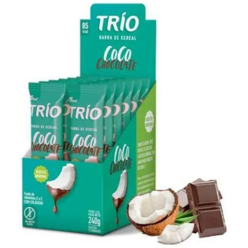 Kit 24 Barras De Cereais Trio Deli Coco Chocolate