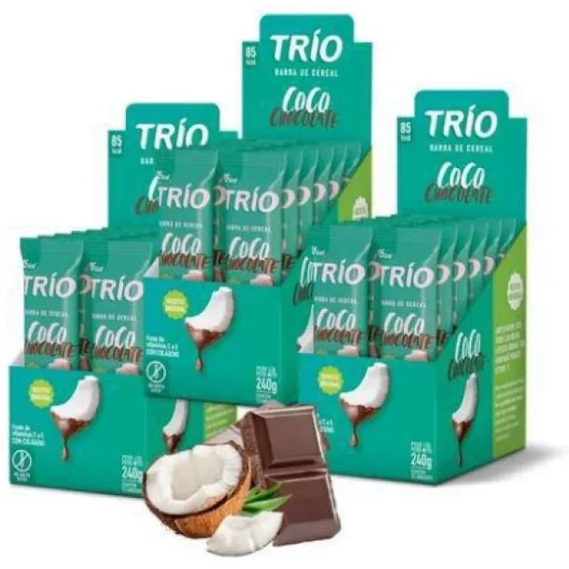 Barrinha De Cereais Trio Coco Com Chocolate Kit 3 Caixa 36un