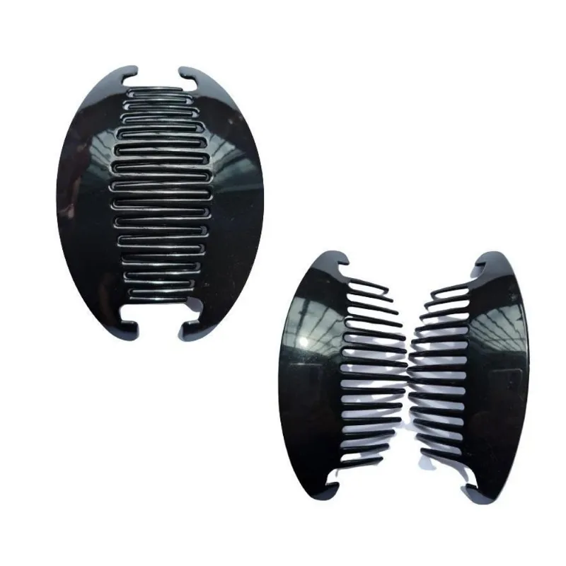 Kit 2 Presilhas Pente Grampo Para Penteado Cabelo Preto