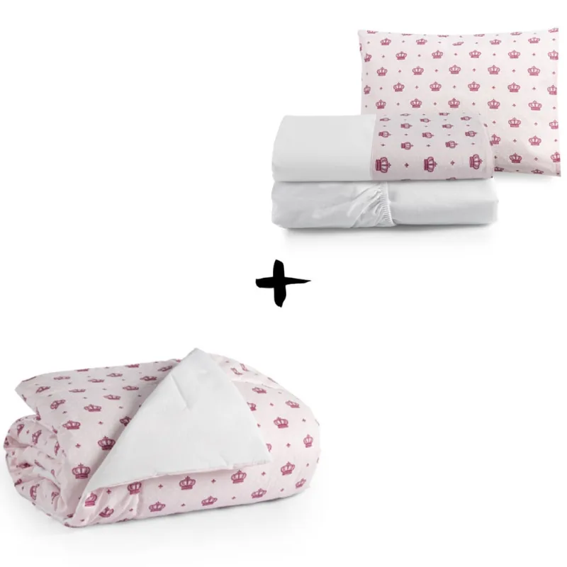 Kit de Mini Cama Lençol 3 pçs + Edredom Algodão Moderninhos