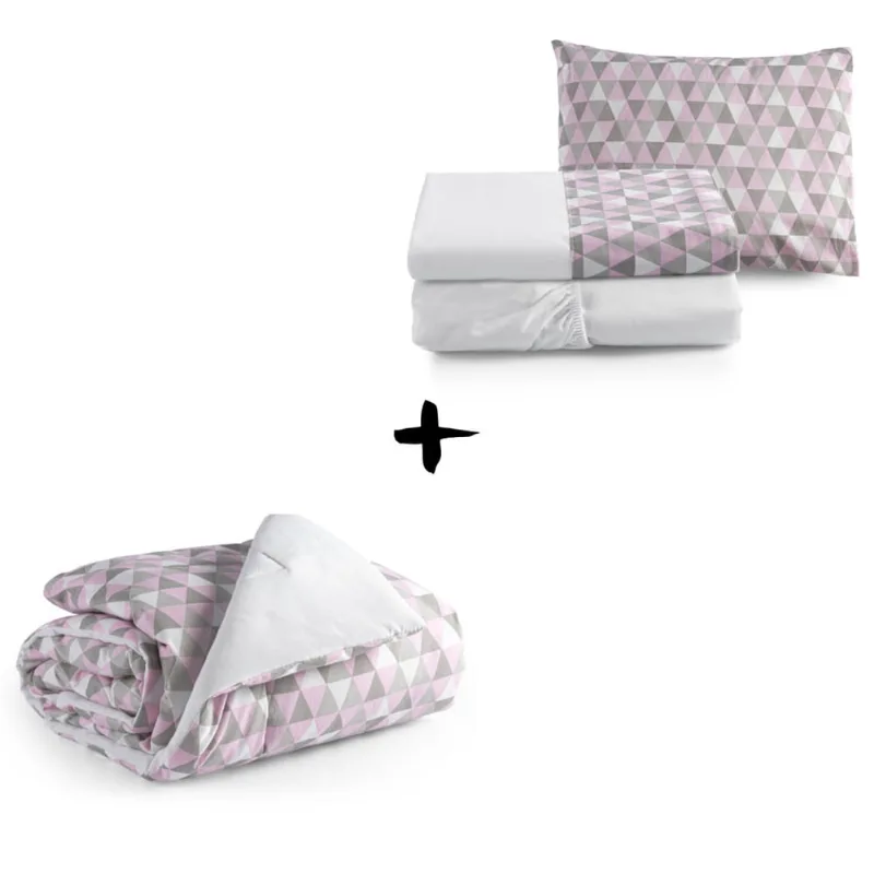 Lençol 3 pçs + Edredom Mini Cama Tecido Percal Moderninhos