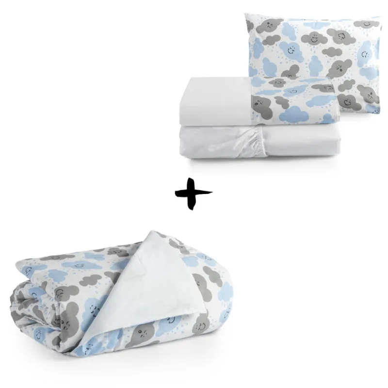 Kit de Edredom + Lençol 3 pçs Mini Cama Algodão Bebê Moderno