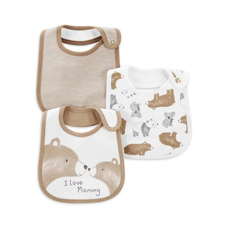 Kit 3 Babadores Carters Impermeável Três Camadas Branco-urso