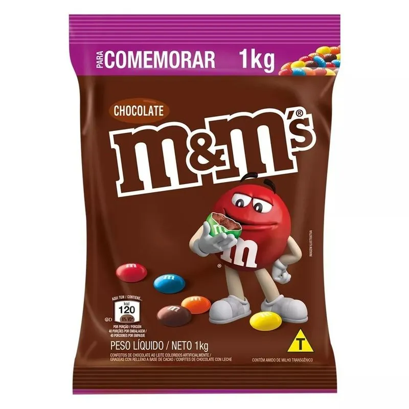 Confeito De Chocolate Ao Leite M&amp;m Para Comemorar Pacote 1kg