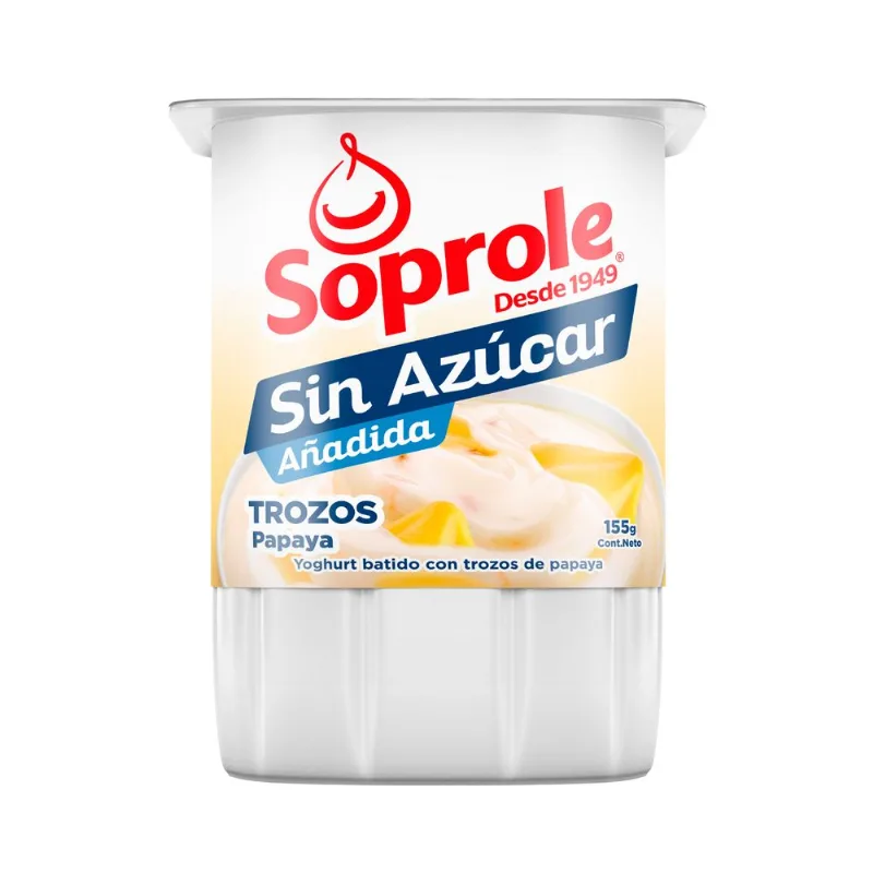 Yogurt Soprole Sin Azúcar Trozos Papaya 155 g