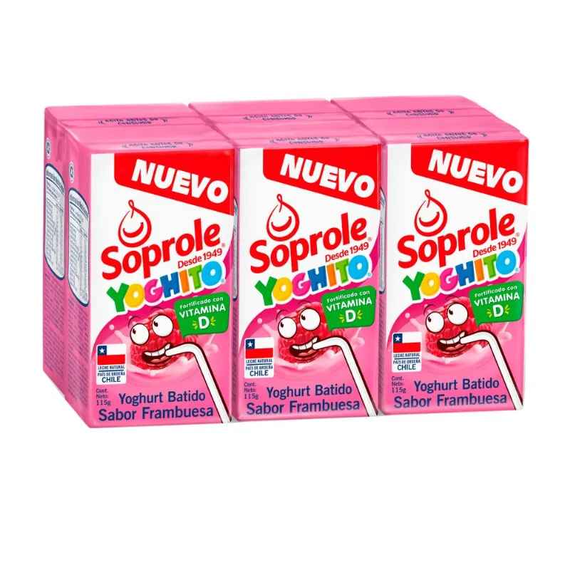 Yogurt Soprole Yoghito Frambuesa 115 ml 6 un.