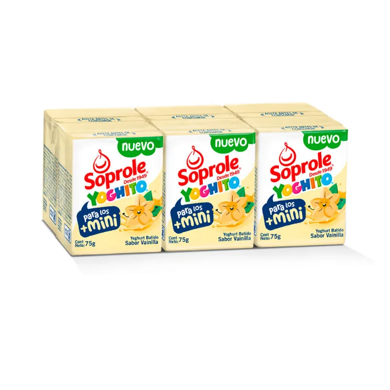 Pack 6 un. Mini Yogurt Batido Soprole Vainilla 75 g