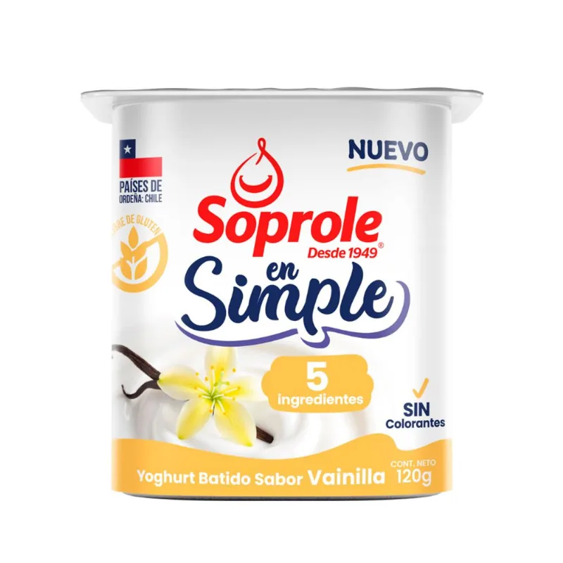 Yogurt Batido Soprole Simple Natural 5 Ingredientes Vainilla 120 g