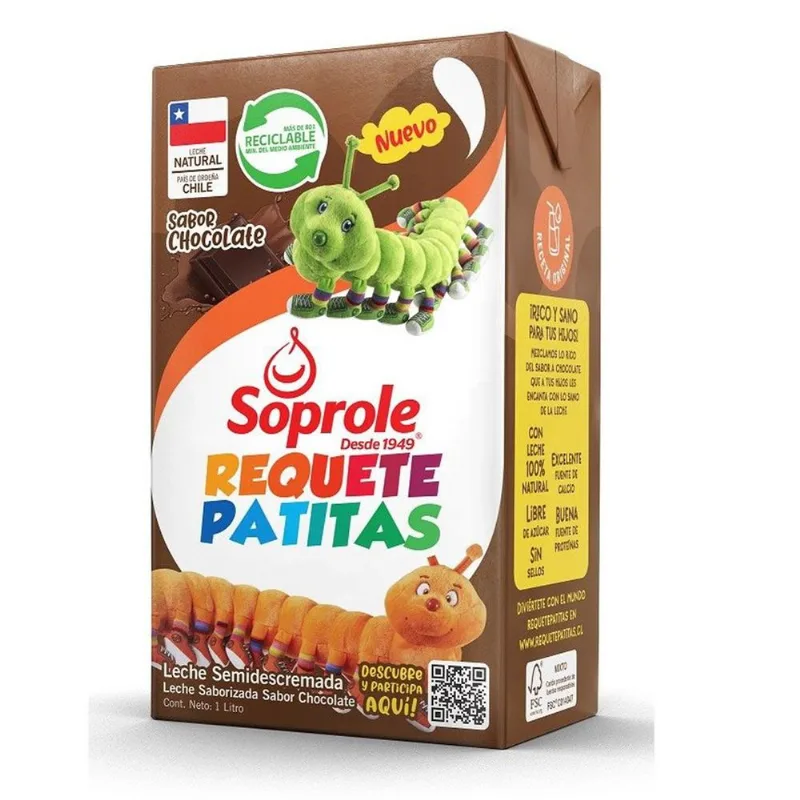 Leche Soprole Semidescremada Chocolate Requetepatitas 1 L