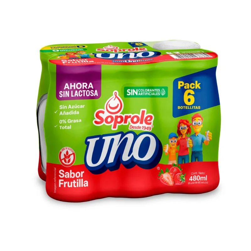 Pack 6 un. Bebida Láctea Probiótico Uno Frutilla 80 ml