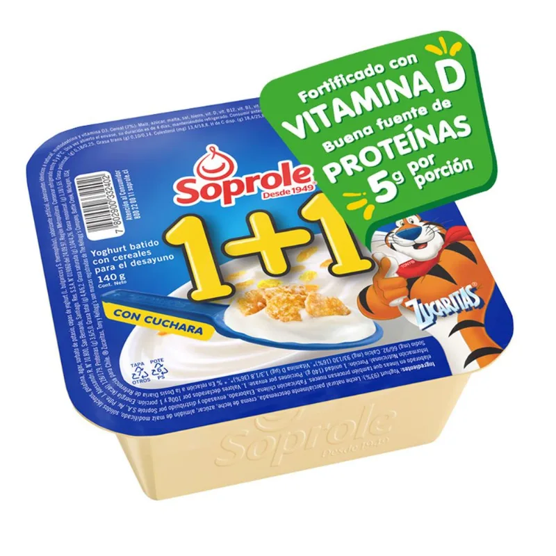Yogurt con Cereal Soprole 1+1 Zucaritas 140 g