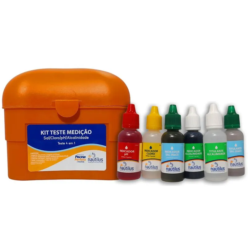 Kit Teste De Medição 4 Em 1 - Sal, Cloro, Ph E Alcalinidade