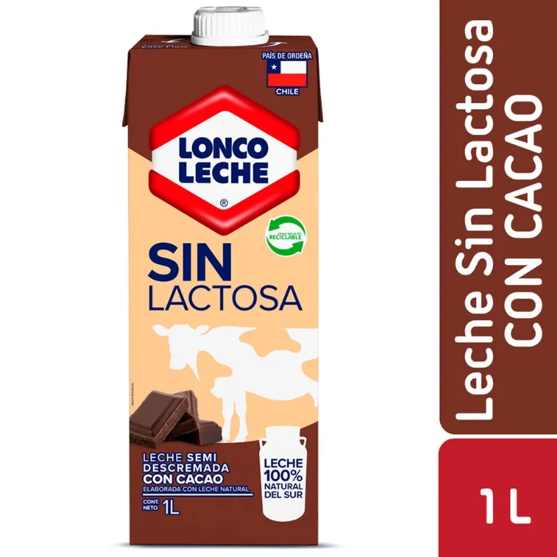 Leche Loncoleche Semidescremada Sin Lactosa Chocolate 1 L