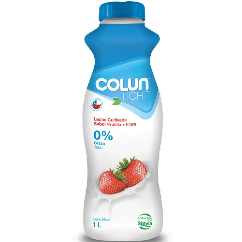 Leche Cultivada Colun Light 0% + Fibra Frutilla 1 L