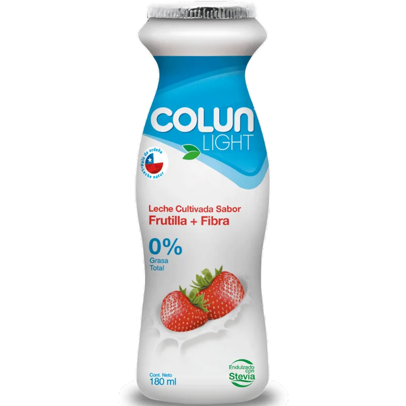 Leche Cultivada Colun Light con Fibra Frutilla 180 ml