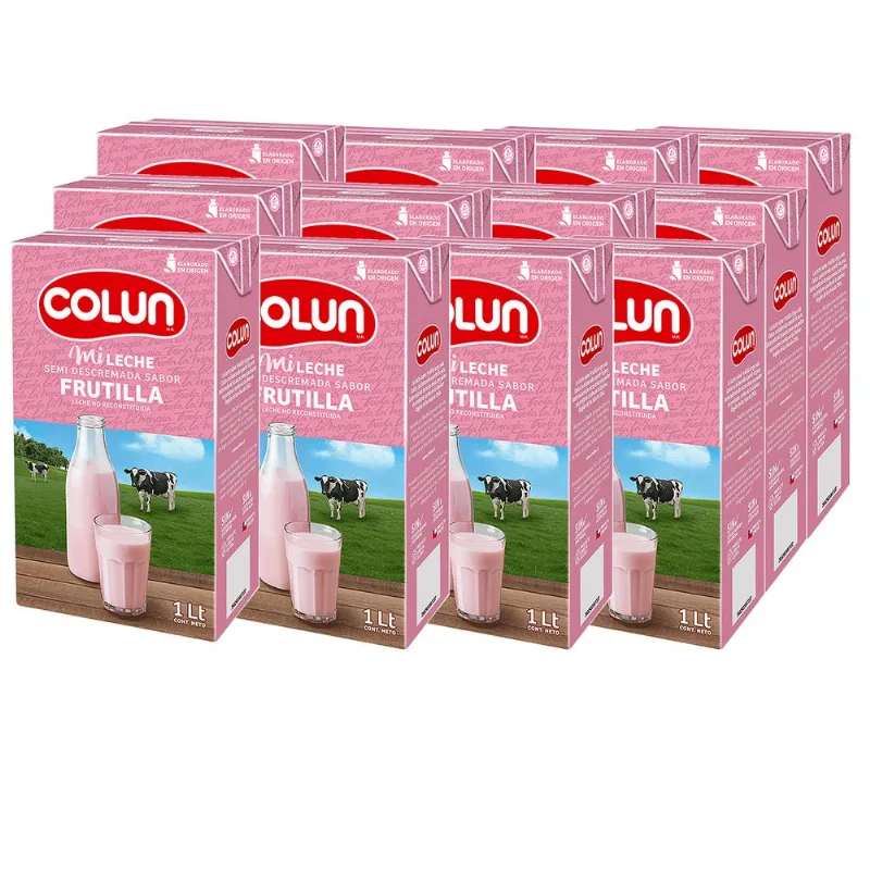 Pack 12 un. Leche Colun Frutilla 1 L