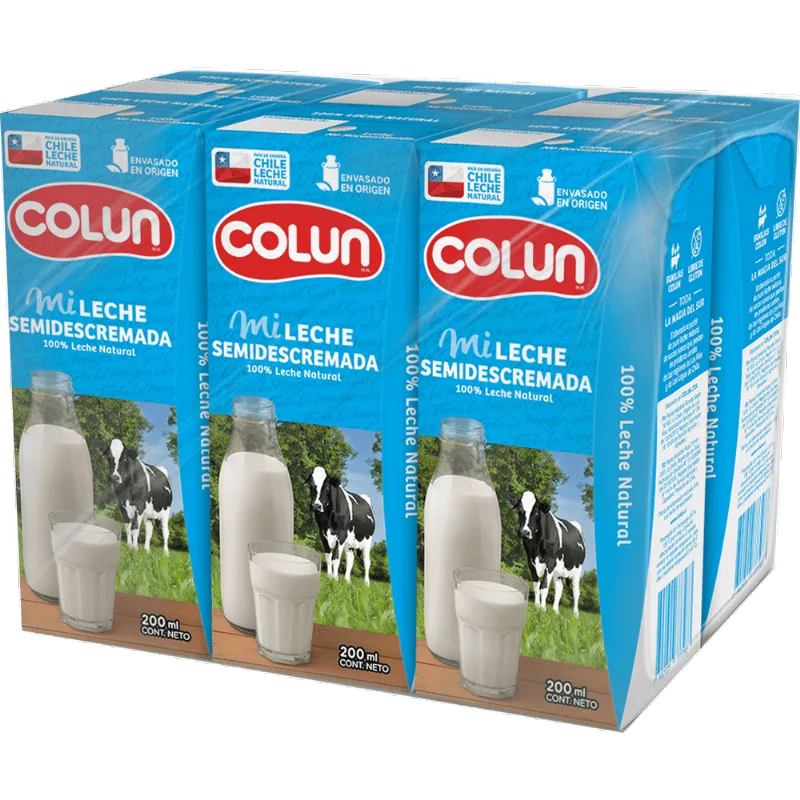Pack 6 un. Leche Colun Semidescremada 200 ml