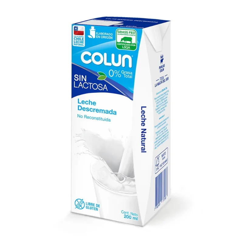 Leche Colun Descremada Sin Lactosa 200 ml