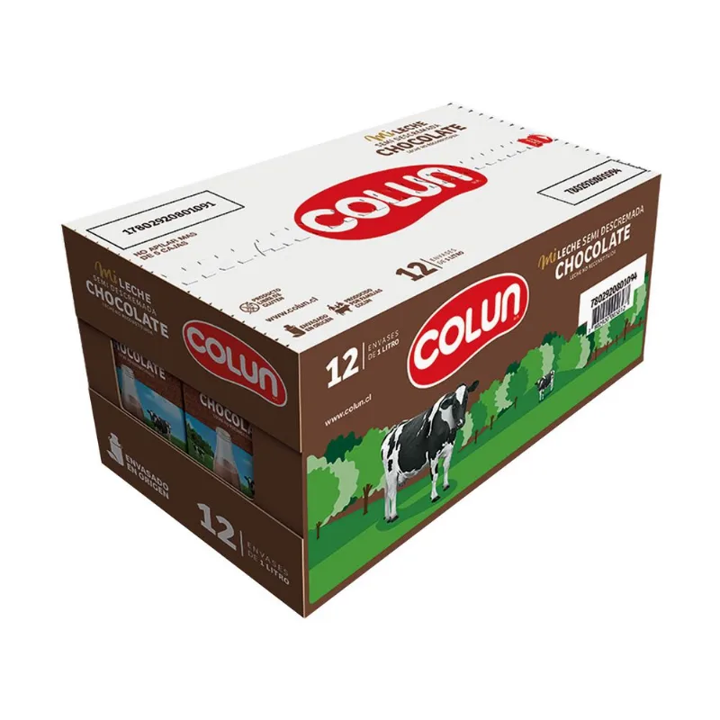 Pack 12 un. Leche Colun Chocolate Sin Tapa 1 L