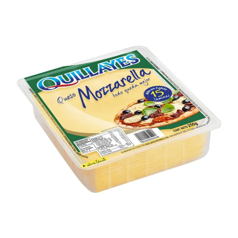 Queso Mozzarella Quillayes Envasado Laminado 250 g