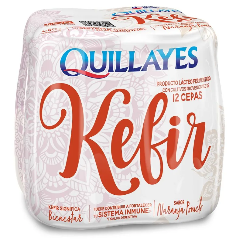 Pack 4 un. Yogurt Kéfir Quillayes Naranja Pomelo 80 ml