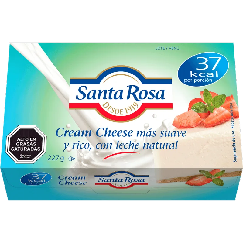 Queso Crema Santa Rosa Reducido en Calorías Envasado 227 g