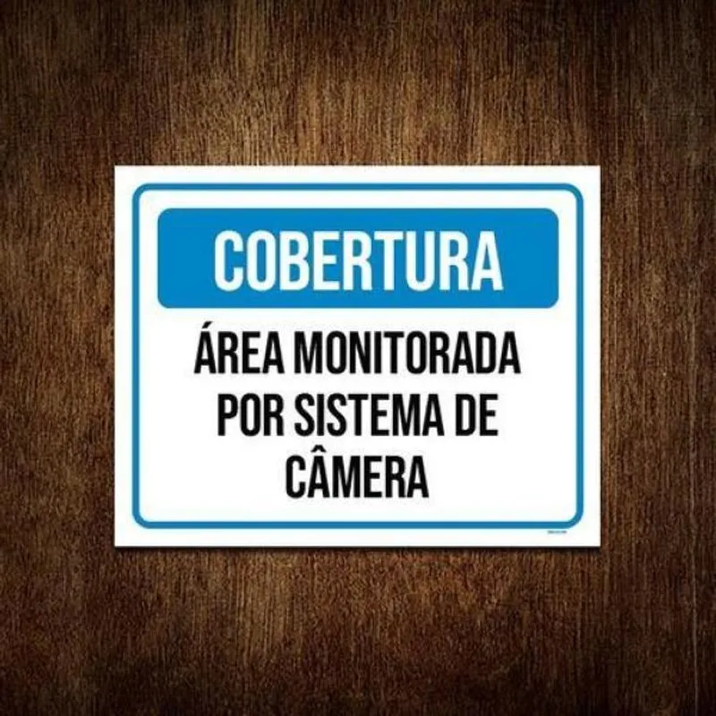 Placa Cobertura Área Monitorar Câmera Azul 27x35