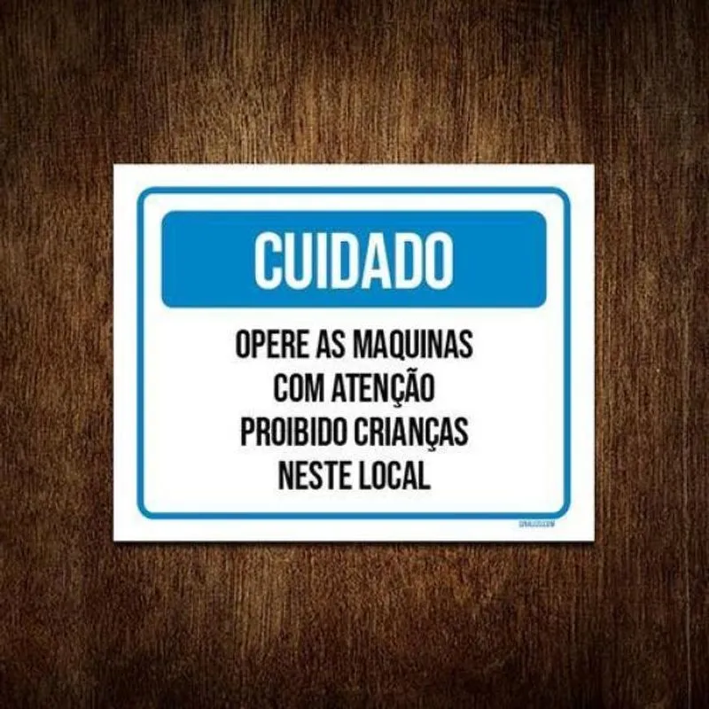 Placa Cuidado Opere Máquinas Com Atenção 27x35