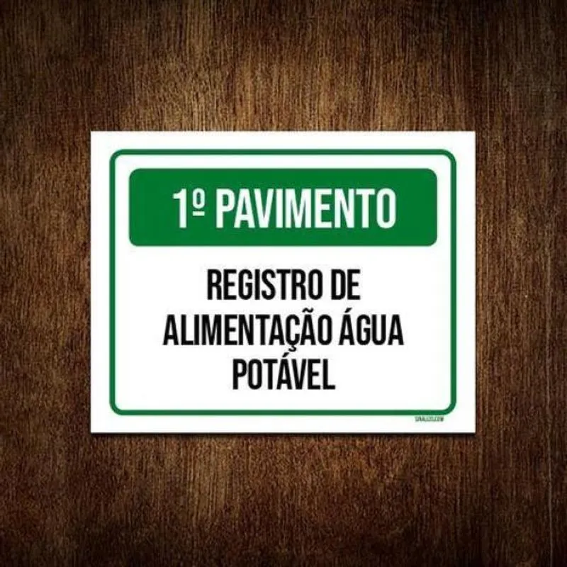 Placa 1 Pavimento Térreo Registro Água Potável 27x35