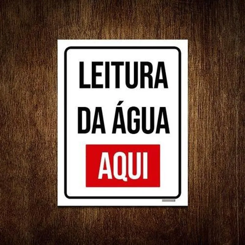 Placa Sinalização - Leitura De Água Aqui Verm 27x35