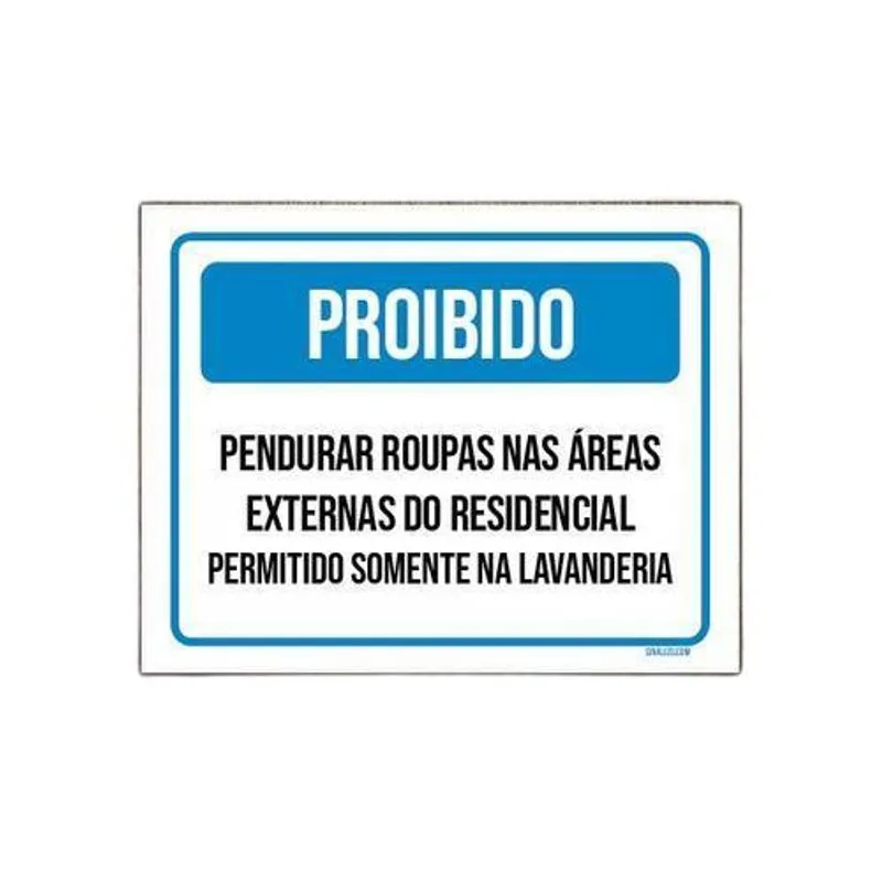 Placa Sinalização - Proibido Pendurar Roupas 18x23