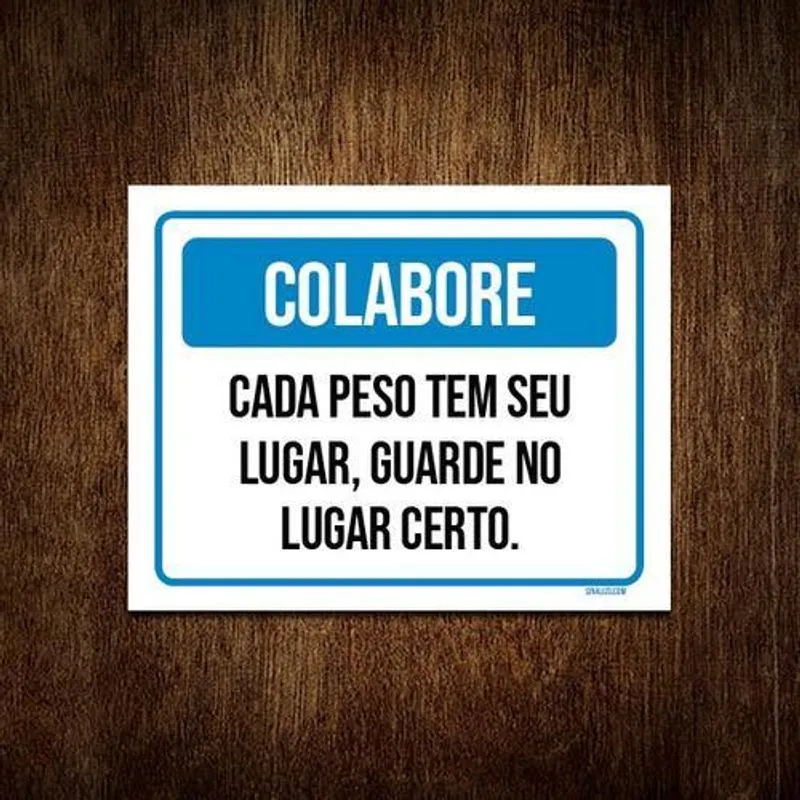 Kit 3 Placa Academia - Colabore Cada Peso Tem Seu Lugar