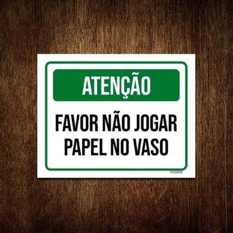 Kit 3 Placa Atenção Favor Não Jogar Papel Vaso Verde