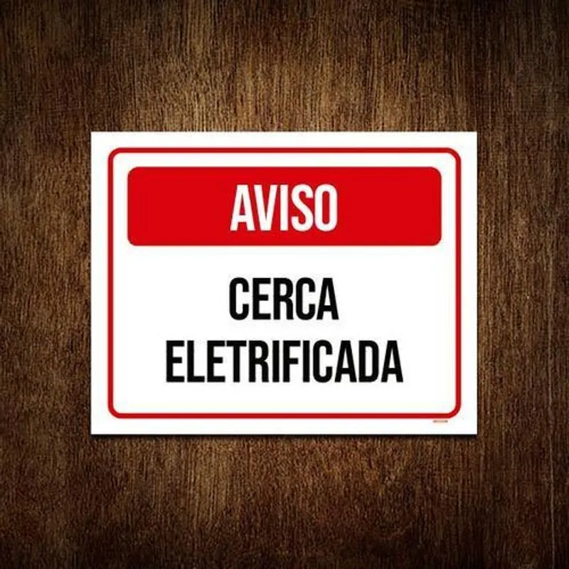 Kit 3 Placa Sinalização - Aviso Vermelho Cerca Eletrificada