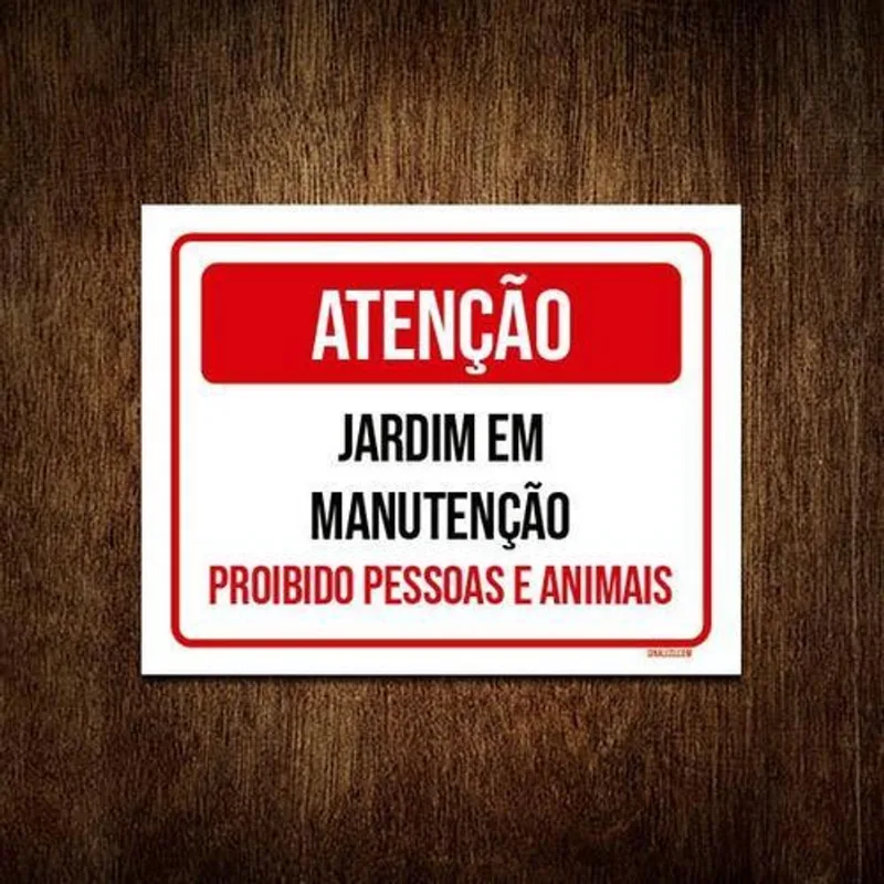 Kit 3 Placa Atenção Jardim Manutenção Proibido Pessoas