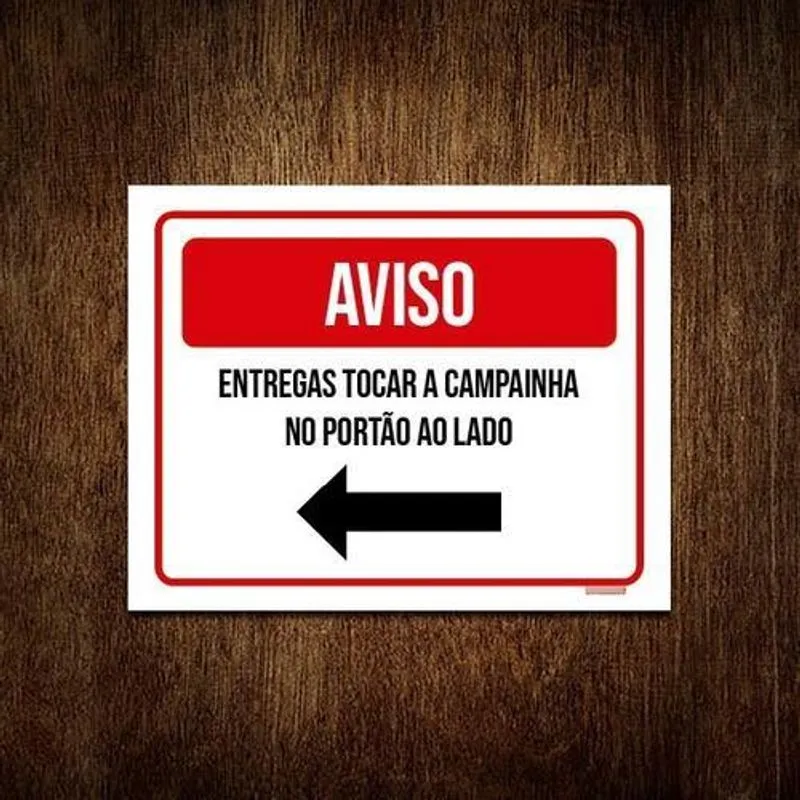 Kit 3 Placa Sinalização - Aviso Entregas Tocar Campainha