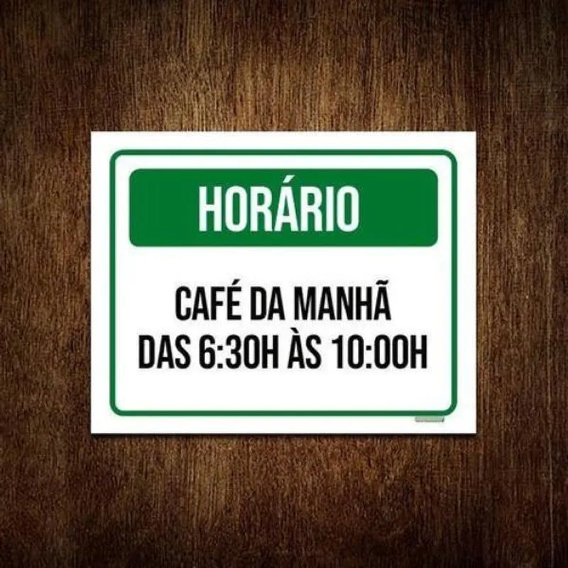 Kit 3 Placa Sinalização - Horário Café Da Manhã 6h30 10h