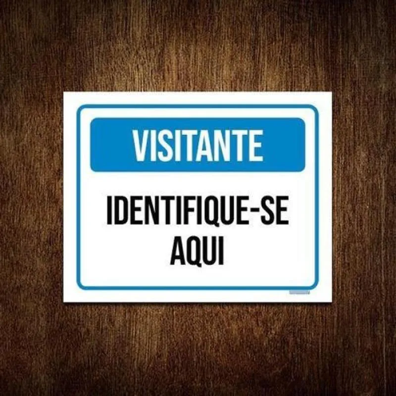 Kit 3 Placas Sinalização Visitante Identifique-se Aqui Azul