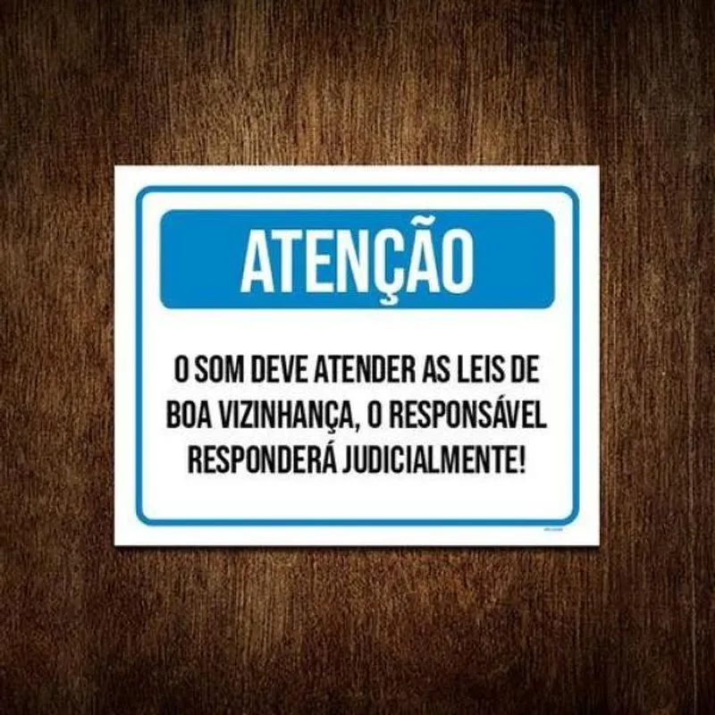 Kit 5 Placa Atenção Som Atender Lei Boa Vizinhança