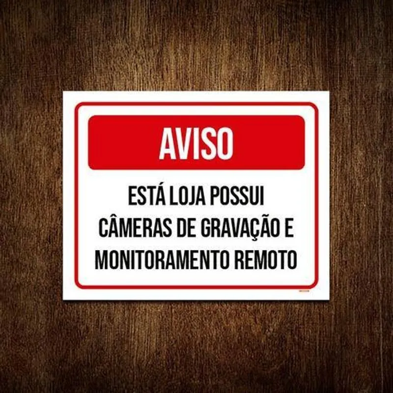 Kit 5 Placa Aviso Está Loja Possui Câmeras Gravação
