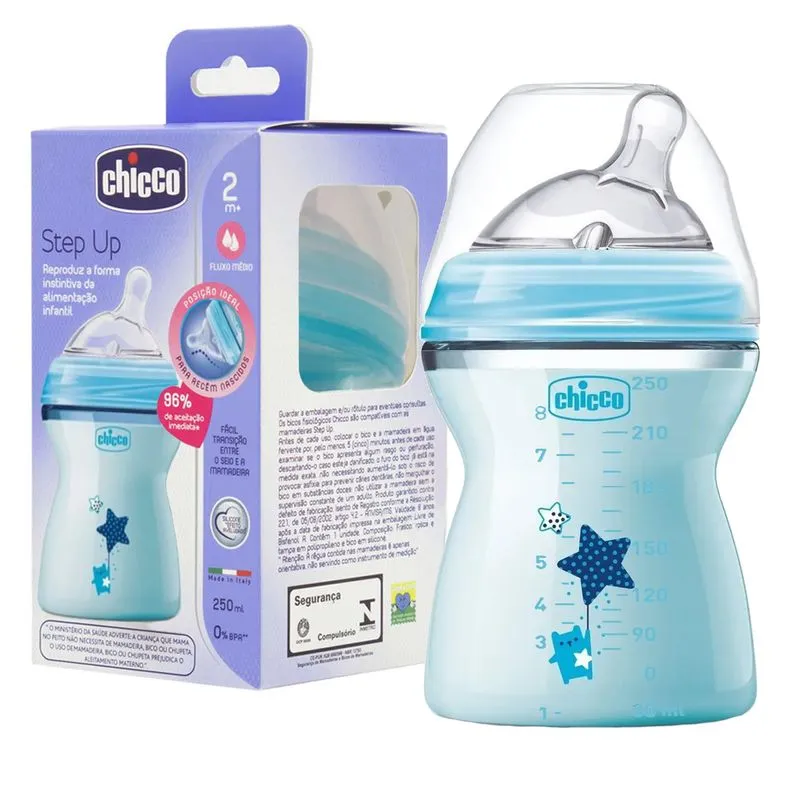 Mamadeira Chicco Menino Step Up 250ml Azul 2+ Meses