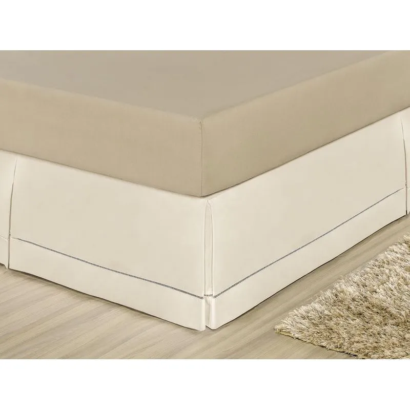 Saia Para Cama Box Casal Ponto Palito Algodão - Palha