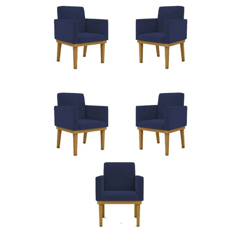 Kit 05 Poltronas Decorativa Reforçada Balaqui Decor Azul Marinho