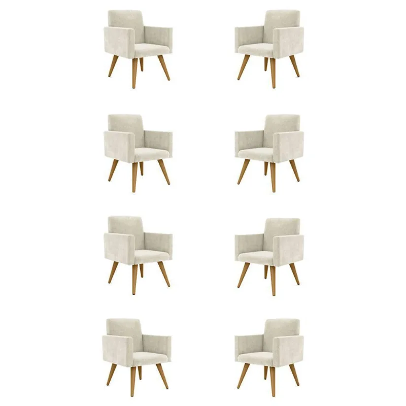 Kit 08 Cadeiras Poltrona Recepção - Balaqui Decor Bege