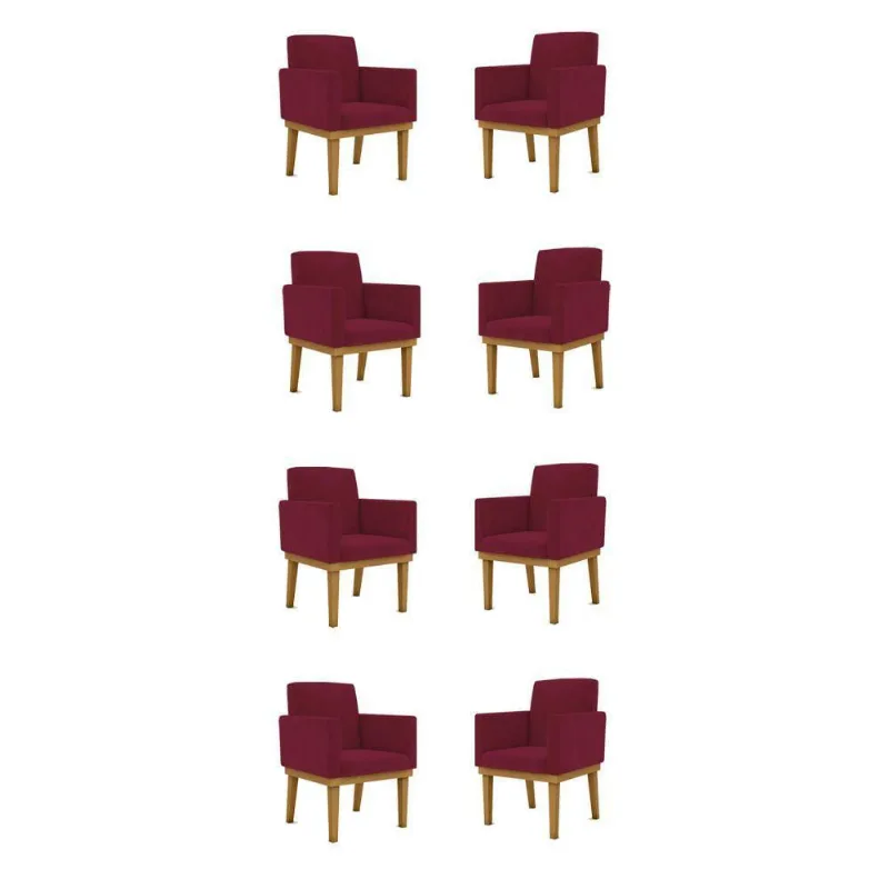 Kit 08 Poltronas Decorativa Reforçada Balaqui Decor Marsala