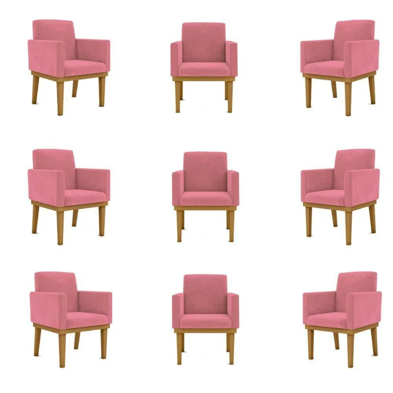 Kit 09 Poltronas Decorativa Reforçada Balaqui Decor Cor:rosa