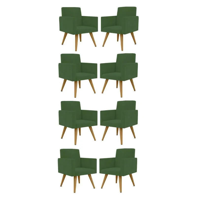 Kit 08 Cadeiras Poltronas Decorativa - Escritório - Recepção Cor:verde