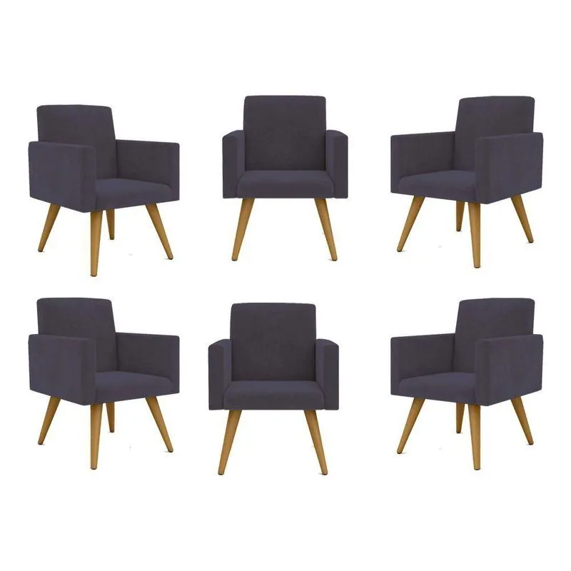 Kit 06 Cadeiras Poltronas Decorativa - Escritório - Recepção Cor: cinza