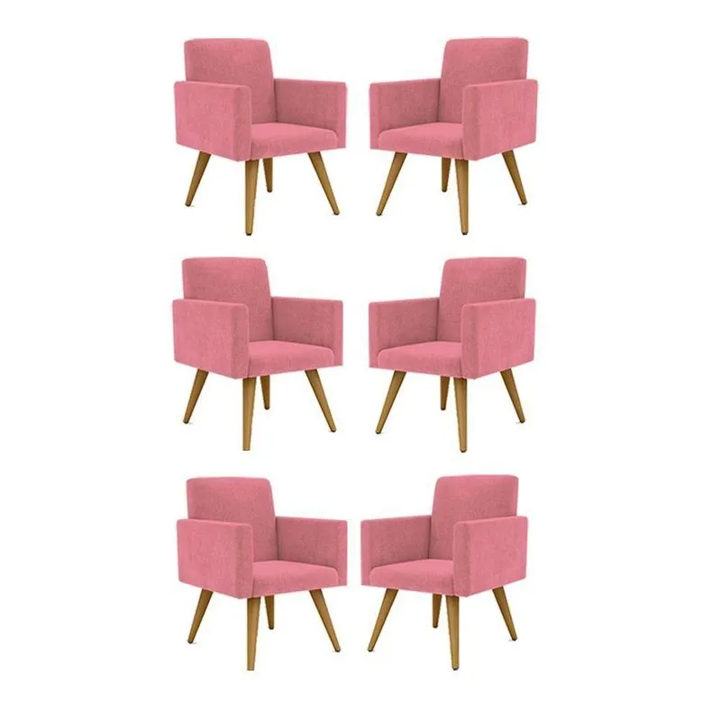 Kit 06 Cadeiras Poltronas Decorativa - Escritório - Recepção Cor: rosa