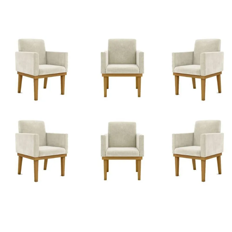 Kit 06 Poltronas Decorativa Reforçada Balaqui Decor Cor:bege